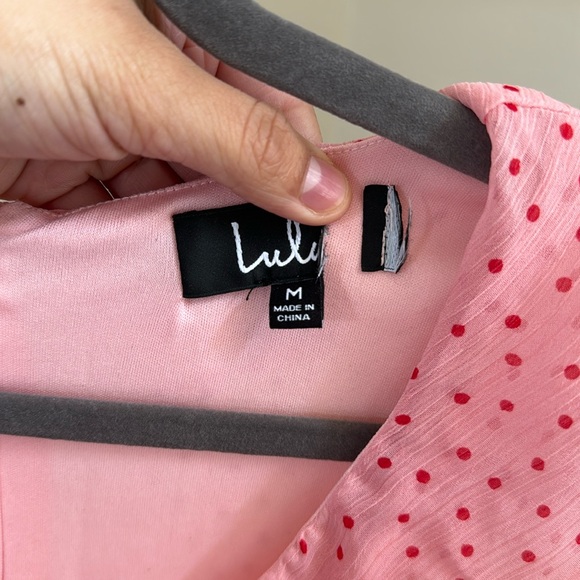 Lulus polka dot midi dress high low Galentines dress - Picture 3 of 16